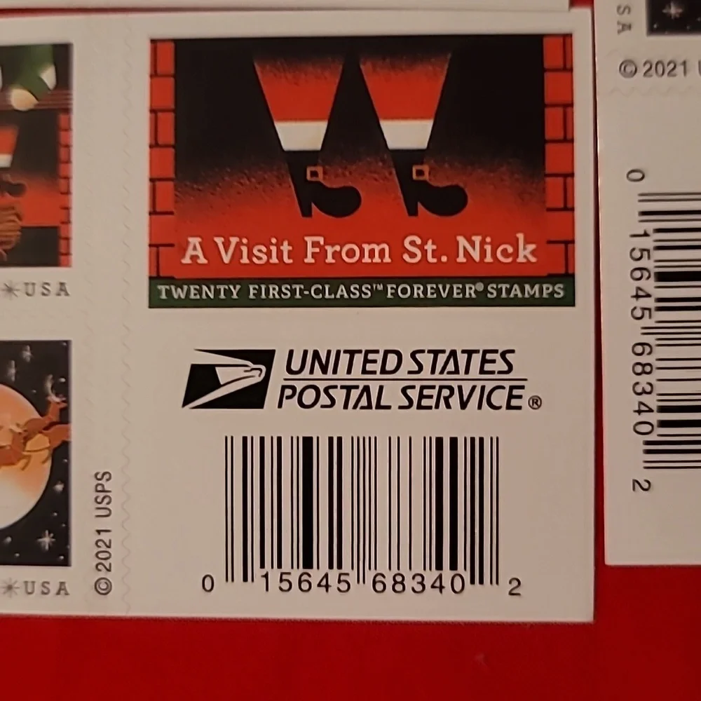 100 Visit From St. Nick 2021 Forever Postage Stamps USPS Christmas Cards Santa‎